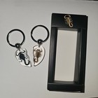 Real Insect Friendship Heart Keychain Set Clear 2-sided Black And Brown Scorpion