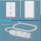 Lider Flat-face Outlet Extender 3 Receptacles Wall Plate Power Strip 3ft Cord Et