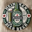    heineken Beer    Bottle   Glass Of Beer Round 7 8   x7 8    Metal Sign