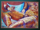 Michael Ross   M H Ross Original Oil Pastel Painting Signed Reclining Man