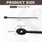 20pcs Silicone Cable Ties 6  Rubber Reusable Twist Zip Ties Black