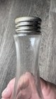 Rare Vtg Clear Blown Glass Round Bottom Bottle Silver Lid Antique