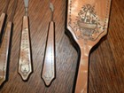 Vintage Deco Dresser Vanity Set Celluloid Lucite Bakelite Mirror  Brush  Rust