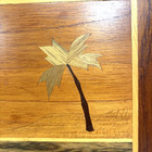 Vtg 80s Wood Inlay Marquetry Tropical Sailboat Palm Wall Decor Tray Island 10x12