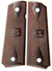 1911 Full Size Double Diamond Checkered Rosewood Grips With Us Emb  4 Gold Screw