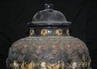 15 2  Chinese Tang Sancai Pottery Eight Immortals Seawater Pattern Lid Pot Jar