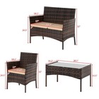 4 Pieces Outdoor Patio Rattan Wicker Table Sofa Furniture Set W  Cushion
