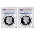 2023-s  1 Morgan And Peace Silver Dollar Pcgs Pr70dcam 2 Coin Proof Set 