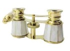 Vintage Brass Opera Glasses Mother Of Pearl   Handle Brass Fittings France Gift