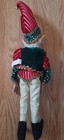 18  Christmas Elf Pixie Poseable Doll Red Green Gold   Ivory