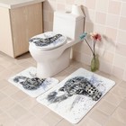 Leopard Shower Curtain Set Bathroom Small Rug Anti-slip Floor Mat Toilet Cover 
