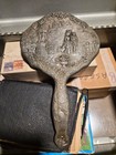 Vintage Silver Plated Hand Mirror Ornate Courting Couple Garden Scene Unmarked