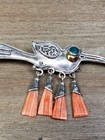 Vintage Mexico 950 Sterling Silver Exotic Bird Brooch With Spiny Oyster 3  Wide 