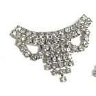 Vintage Rhinestone Shoe Clips Clear Silver Tone Drape Dangle Estate 2 5 