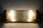 Old Vintage Art Deco Nickel Brass   Glass Rod Light Fixture Wall Sconces Lamp 
