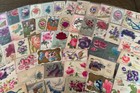  huge estate-lot-of 110  velvet airbrushed embossed vintage greetings-postcards 