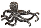 Vintage Style Crystal Octopus Brooch Silver Tone Art Deco Sea Life Brooch Pin