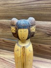 Native American Zuni Maiden Long Hair By Alan Lewis Hand Carved Wood 12 