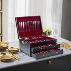 Silverware Storage Box 3 Layers Wooden Silverware Chest Case W  Drawer Organizer