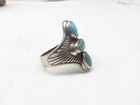 Carolyn Pollack Sterling Silver Three Stone Turquoise Ring Sz 9  778