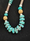 Artisan Faux Turquoise Necklace   Earrings Set     Leather Cord     Southwestern