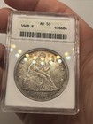 1848 Seated Liberty Dollar Anacs Au-50  Old Soapbox Holder  Better Date low Mint