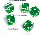 Set Of 15pro Vegas Casino Style Craps Dice Set Of 3 With Razor Sharp Edges Green