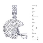 Mens Silver Plated Iced Football Helmet Pendant 24  Miami Cuban Chain Mcp 1049 S
