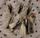 8 Vtg Plastic Brunette  Wedding Cake Topper W Veil Toppers  Bride Groom Vintage 