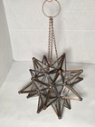 Vintage Moravian Star Hanging Tea Light Lantern Candle Holder Bronze Metal 11 