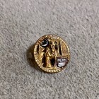 Victorian Picture Button Oriental Wedding Pierced Brass Steel Moon And Wall 17mm