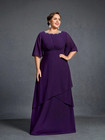 Purple Plus Size Mother Of The Bride Dresses Beaded Neck Wedding Evening Gowns