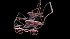 Antique Victorian Child Doll Baby Carriage Stroller Buggy Metal Folding Frame