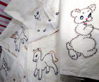 Darling Vintage Baby Farm Animals 6pc Hand Embroider Flour Sack Kitchen Towels
