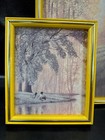 Vtg 60s 70s Young Couple In Love Framed Wall Art Prints Set Of 3 Yellow
