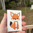 Original Art Aceo Atc Miniature Painting Watercolor Cute Fox 