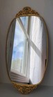 Vintage Matson Gold Vanity Mirror Floral Ormolu Green Cabochon Accents