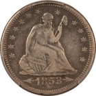 1853-o Seated Liberty Quarter  Arrows And Rays - Pcgs F-15