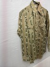 New Men   s Ely Plains Tan Green Floral Long Sleeve Pearl Snap 14 5 Small X-111