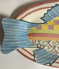 Rare Mackenzie Childs Large 25  Fish Platter Plate Pastel Color Wall Hanging Vgc