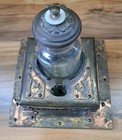Antique 1912 Ink Well Copper brass glass 4 5  X 4 5  X 4 5  Stamped See Photos 