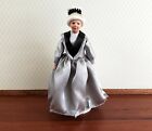 Dollhouse Miniature Grandma Porcelain Doll Victorian Silver Dress 1 12 Scale