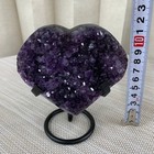 1 1lb    Natural Agate Amethyst Heart Crystal Pendant Healing Decor With Stand
