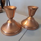 Vtg Copper Candle Stick Holders  2    Tapered  4 h X 3 3 4  W Rare