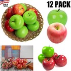 3-12x Artificial Fruit  Red   Green Fake Apples For Home Decor Artificial Apples
