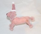 Pink Party Poodle Felt Critter Christmas Santa Hat Holiday Dog Ornament Mouse