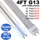 T8 4ft Led Tube Light Bulb 72w 7200lm G13 Bi-pin T8 4 Foot Led Shop Lights 48 
