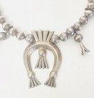 Vintage Navajo Sterling Silver Squash Blossom Necklace 213g 23    Large Naja