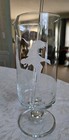 Vintage Glass Martini Pitcher Etched  Frosted Geese 9     14  Stir Stick