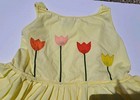  Vintage Suzy Brooks Baby Girls Yellow Cotton Baby Doll  Dress Sz 3